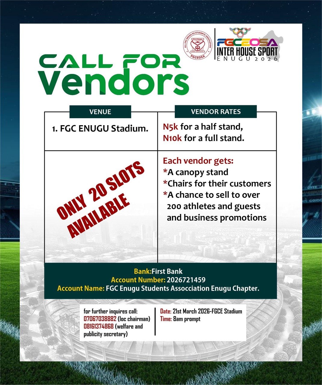 Call for Vendors